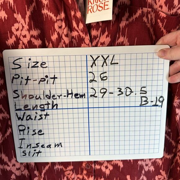 Knox Rose women’s Dark red and pink Button up Long Sleeve Blouse plus size - Picture 9 of 9